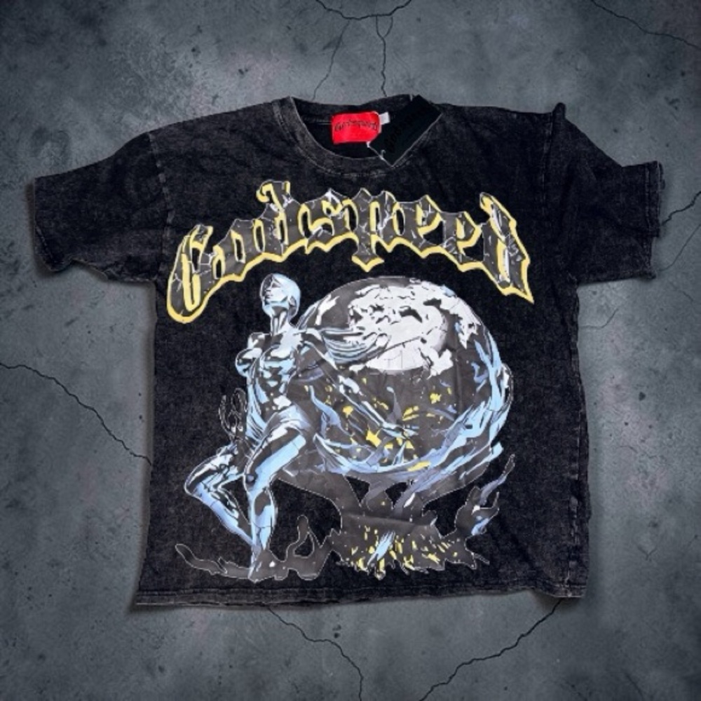 Godspeed Black Graphic Tee with Gold and Silver Design